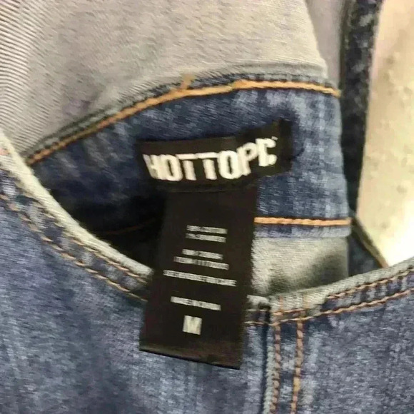 Hot Topic Women's Denim Overall Skirt Size Medium Raw Hemline Distressed - Picture 2 of 9